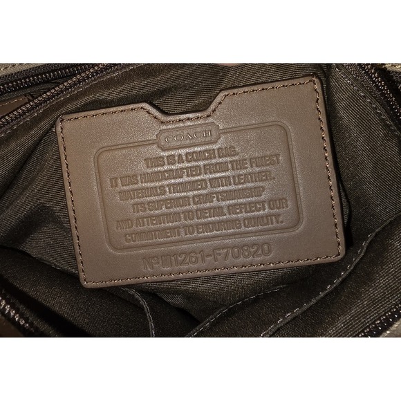 COACH KHAKI BROWN CAMDEN CANVAS ZIP TOP CROSSBODY (F70820) EXCELLENT CONDITION - Picture 8 of 16